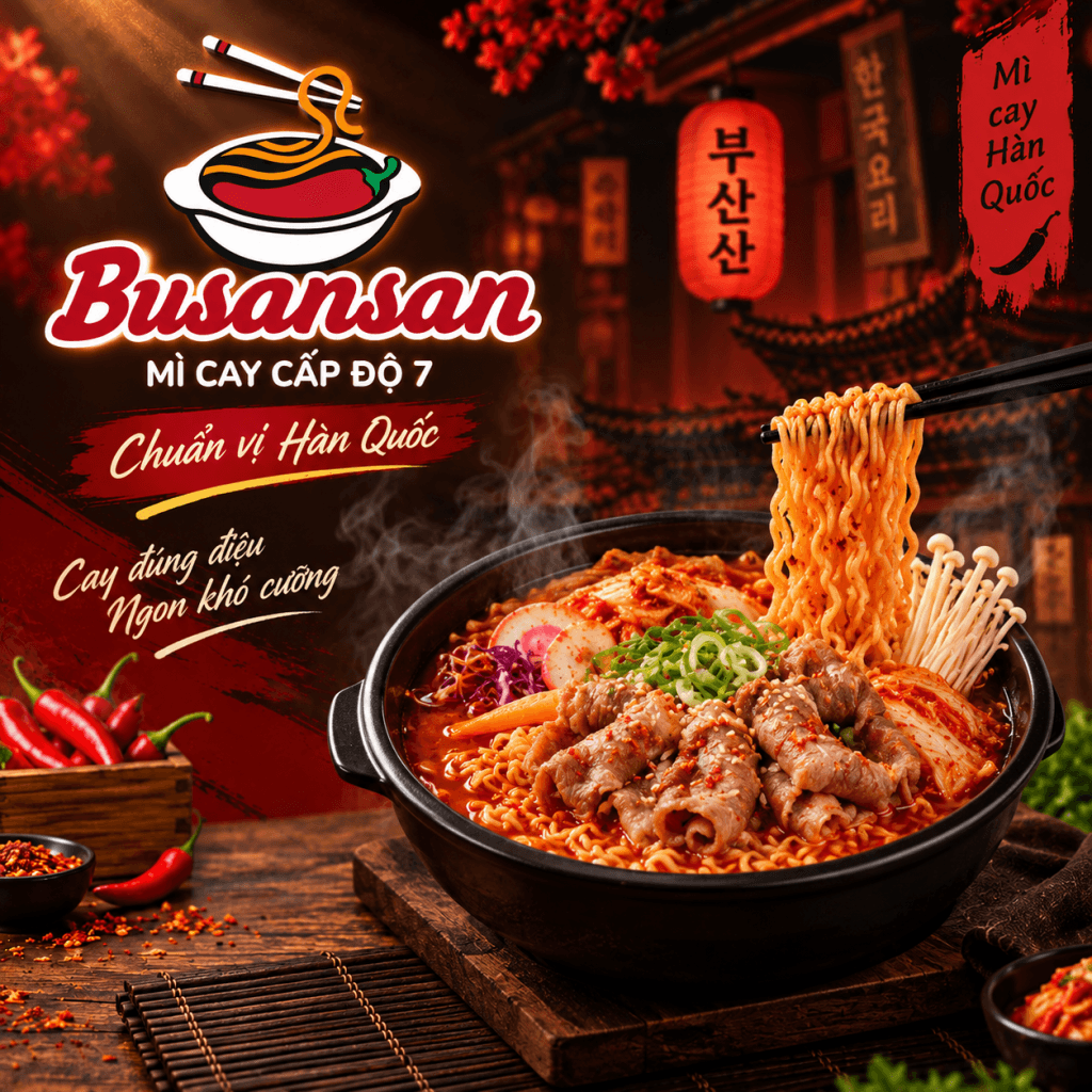 Mì cay bò Busansan 7 cấp độ ở Hải Phòng